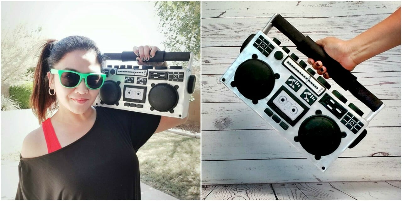 Chef Mayen kickin' it old school with her sweet Boombox cake!